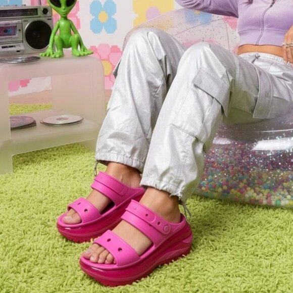 Crocs Mega Crush Sandal in Juice Pink - Picture 1 of 10
